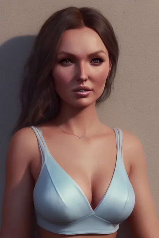 woman Camilla Luddington, busty hitomi tanaka, soft lighting, soft pastel gradients, high definition, 3d icon clay render, blender 3d