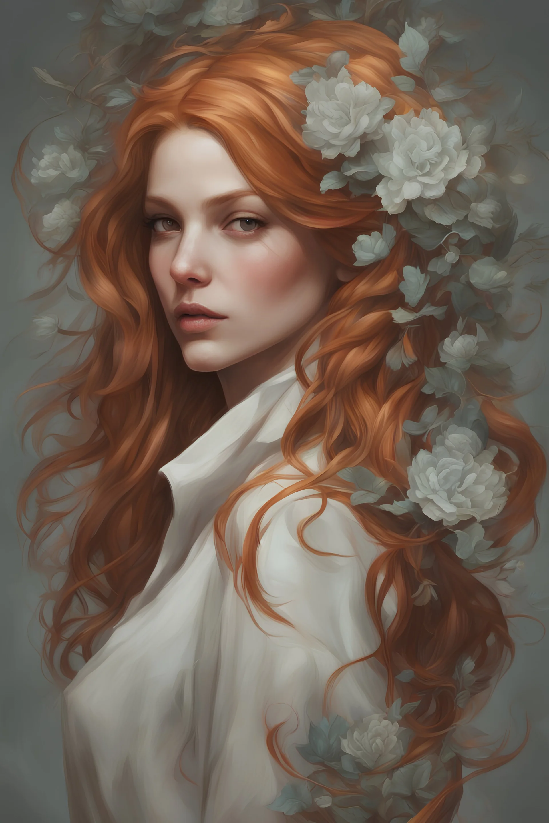! Ginger hair Alexandra "Sasha" Aleksejevna Lussin psychology erect oil paiting by artgerm displayresolution concept art Greg Rutkowski, Artgerm, WLOP, Alphonse Mucha dynamic lighting hyperdetailed intricately detailed Splash art trendingel attractive detailed render eyecandy breathtakingg on Taylor Vixen, In Sigmund Freud's Freudian depth psychology, style dream, symptom, image artgerm display style punk rock anarchists in the black hope you