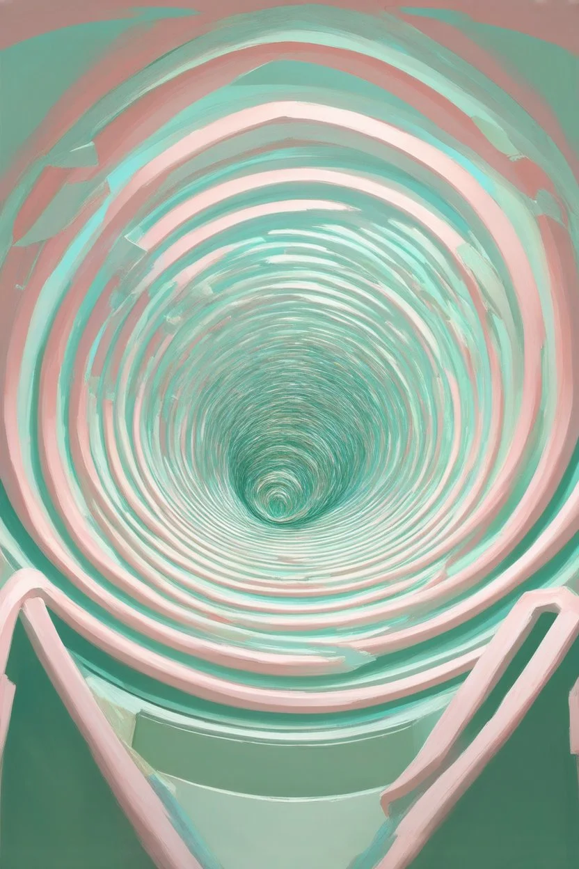 The chamber of spirals; Neo-Surrealism; pale pastel palette