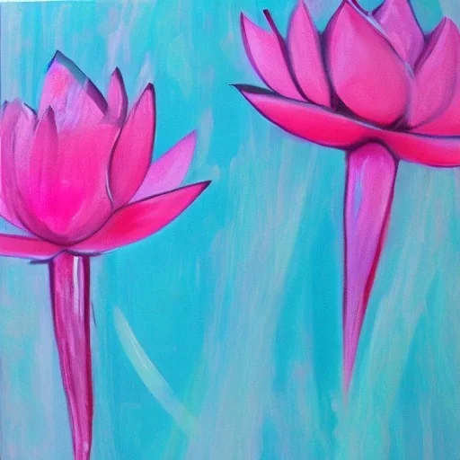 pink lotus, Original Abstract Painting