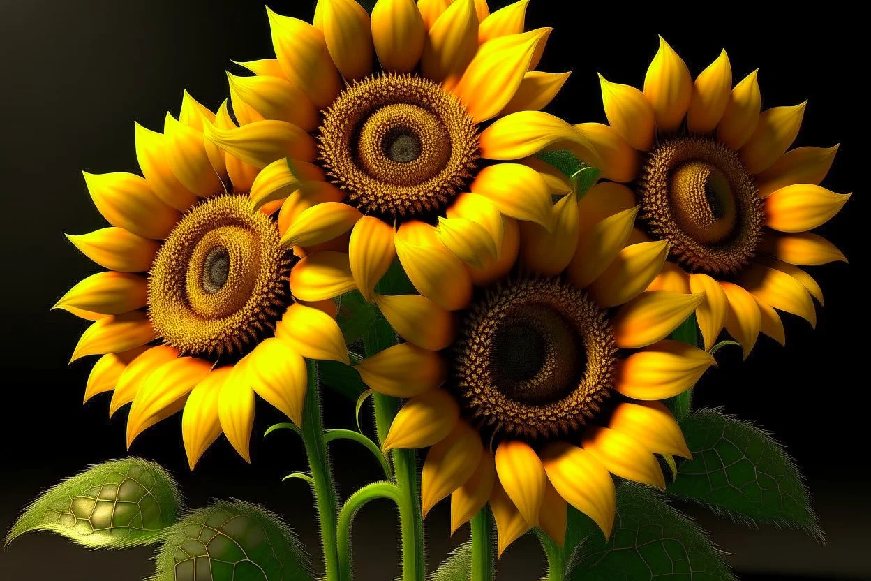 3d,sunflowers