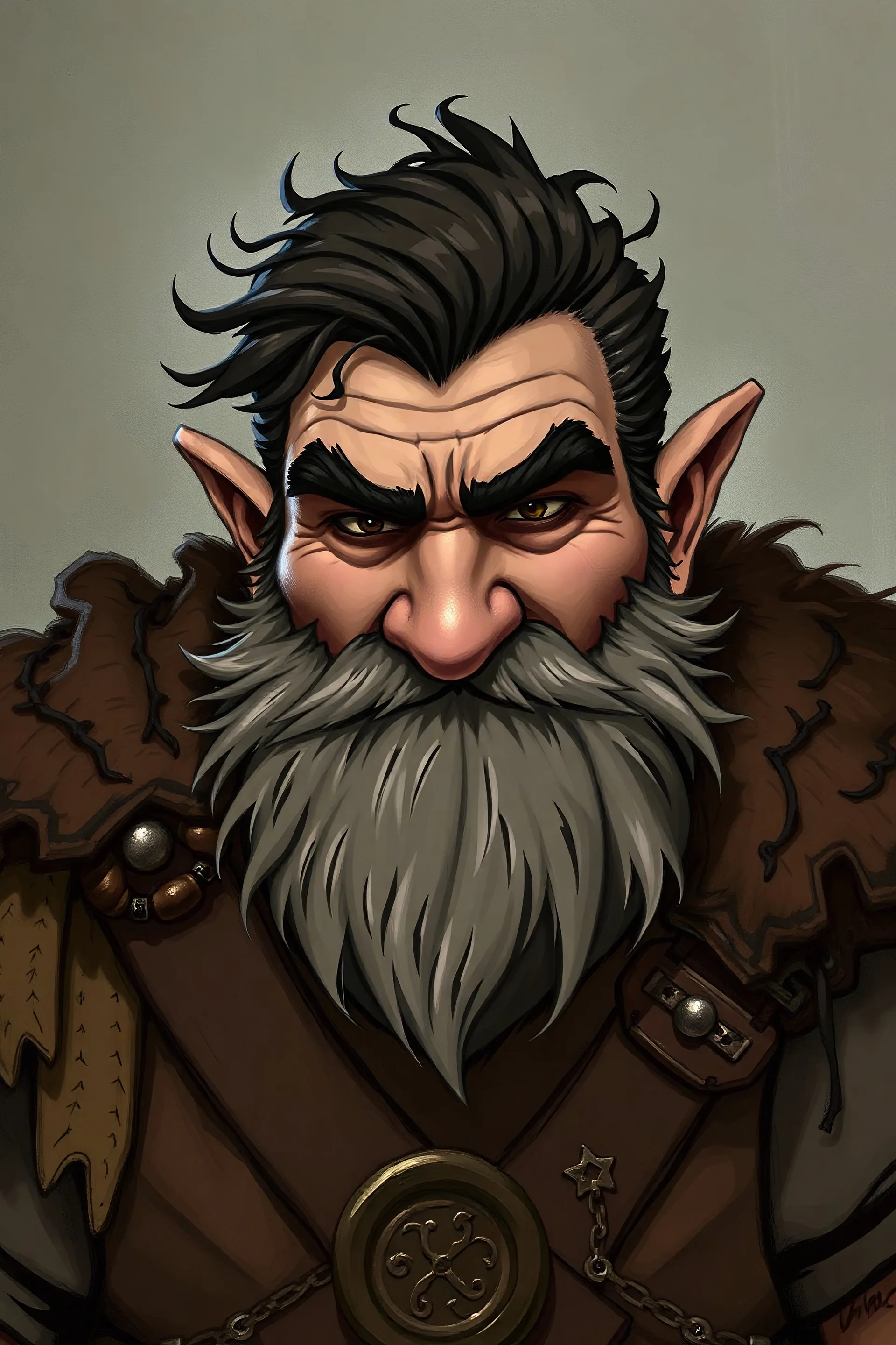 stout middle aged halfling with beard and dark hair