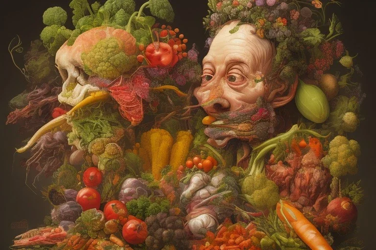 Doghead with vegetables like Arcimboldo