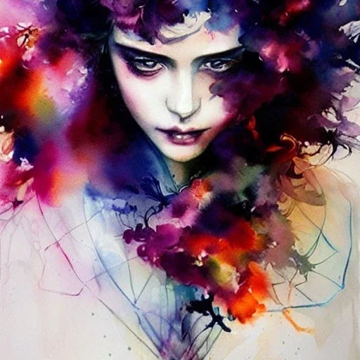 granny, fire, flames, watercolor illustration by <agnes cecile> <Yoji Shinkawa>, natural tones, ornate and intricate detail , soft smooth lighting, soft pastel colors,