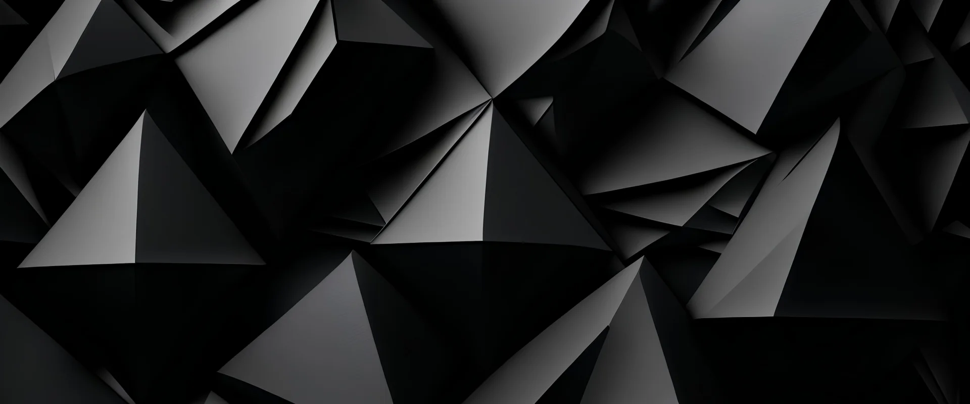 3d Horizontal texture and background of black volumetric equilateral triangles.
