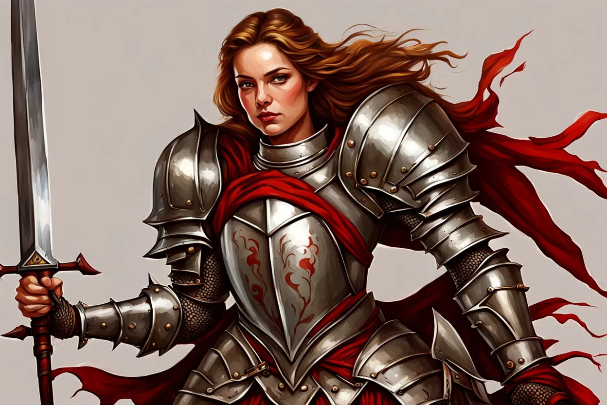 lady knight nice legsoil painting