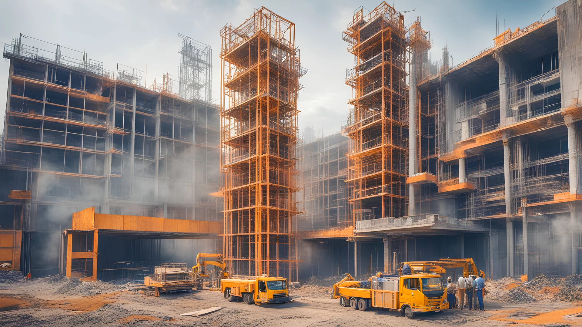building under construction, industrial development, construction site engineering