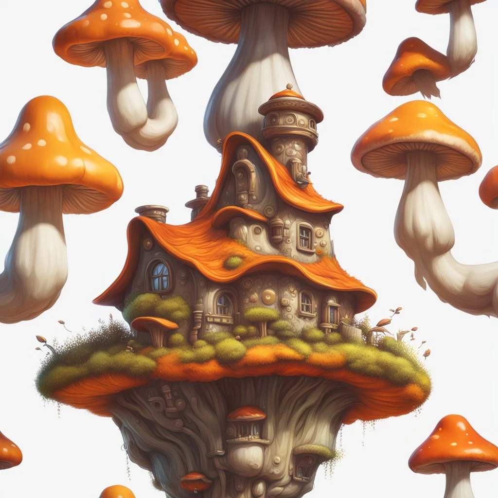 A lumpy mushroom house floating in space. neutral colors, white, orange yellow, Detailed gloss Painting, rich color, fantastical, intricate detail, splash screen, hyperdetailed, insane depth, concept art, 8k resolution, trending on Artstation, Unreal Engine 5, color depth, dynamic lighting, splash art, dramatic, masterpiece, excellent quality beautiful Imaginative, unique,