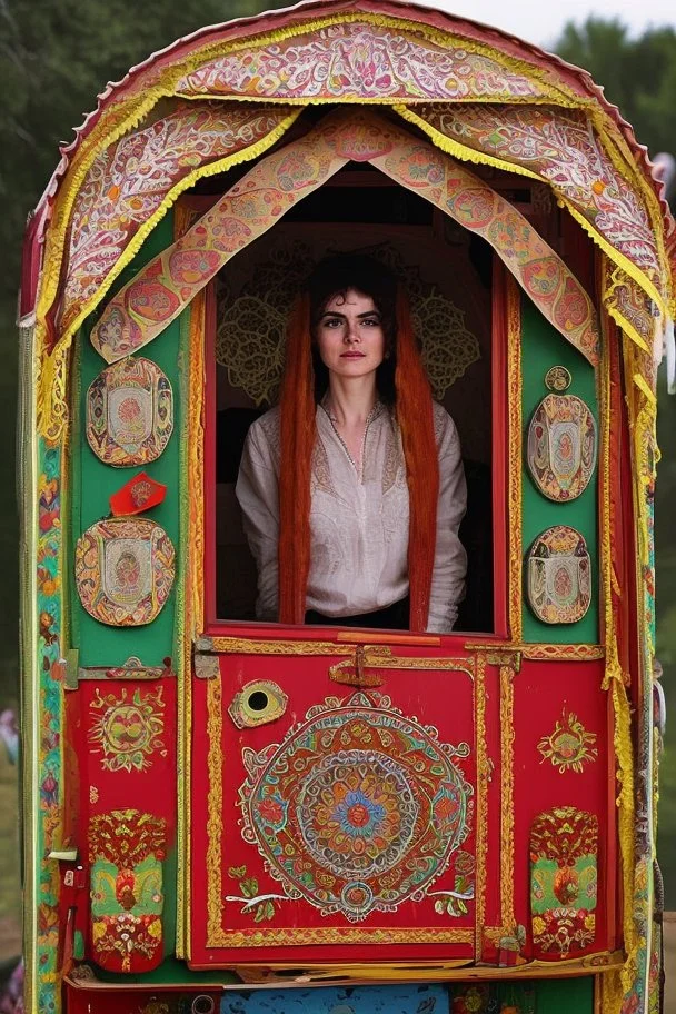 With a sense of purpose Svetlana pushed open the ornately decorated caravan door, revealing a warm interior adorned with tapestries depicting scenes of Gypsy folklore. Inside, Raul, with his weathered face and eyes that held the wisdom of countless journeys, sat in quiet contemplation. He looked up, his eyes meeting Svetlana's, and a flicker of recognition passed between them.