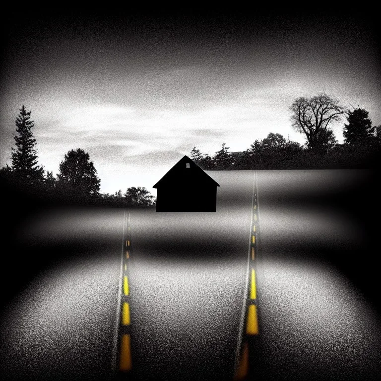 dark road with a small house music album cover