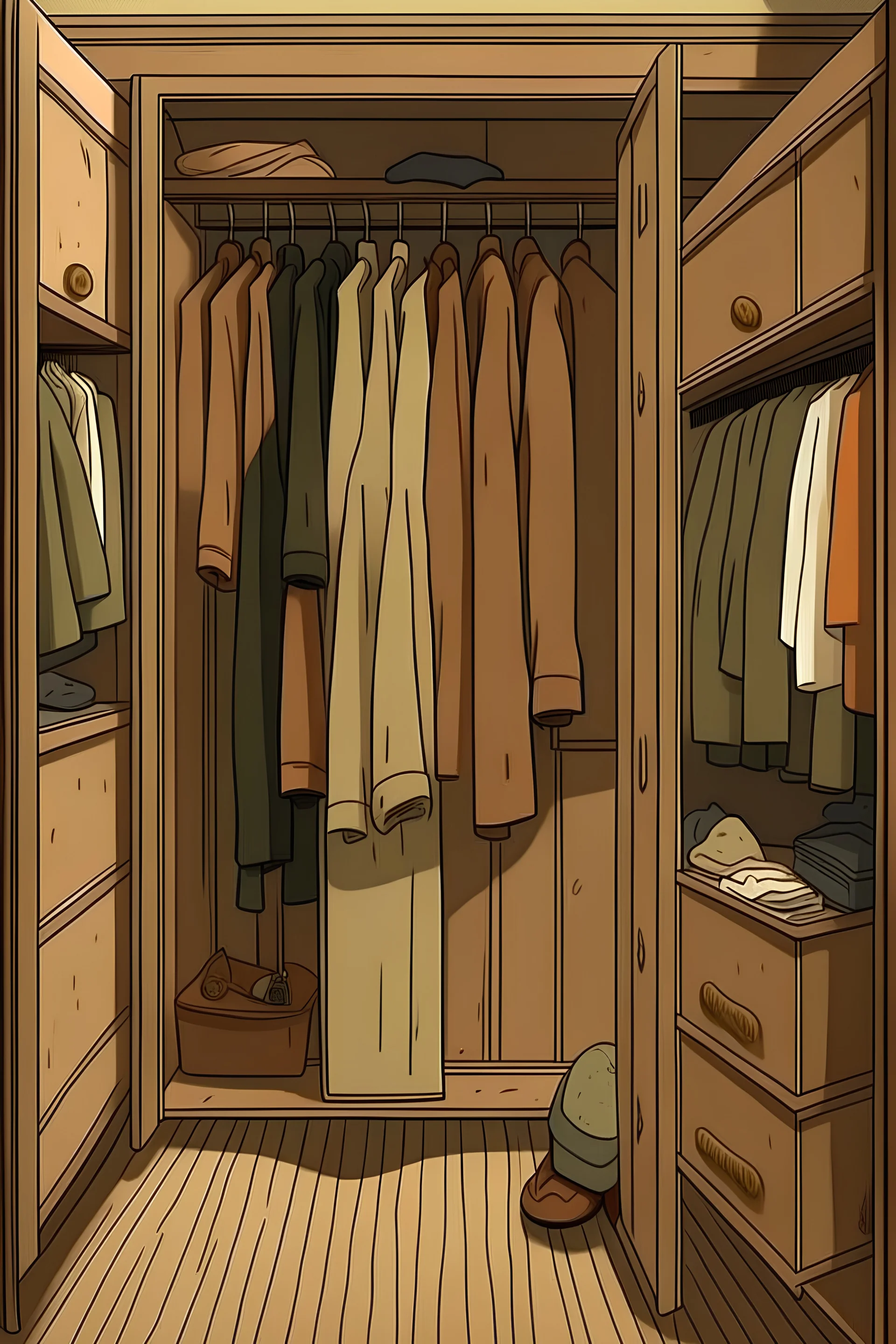 an animated closet with nothing in it there should be not even a single clothe in there