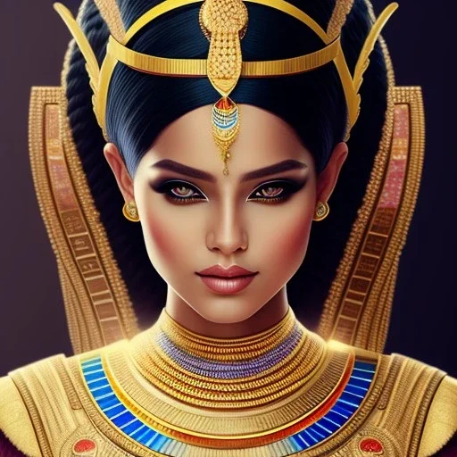 :Portrait of Cleopatra princess:: : Il'ja Efimovič Repin art :: : Egyptian makeup :: : lithograph, ink drawing :: : trending on artstation, insane details :: : Chie Yoshii style::