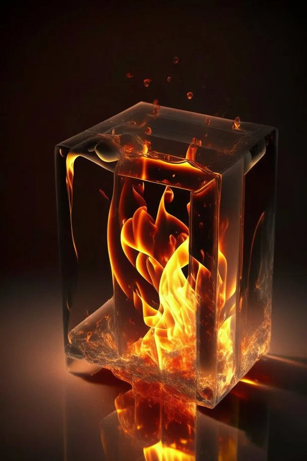 Fire in square glass