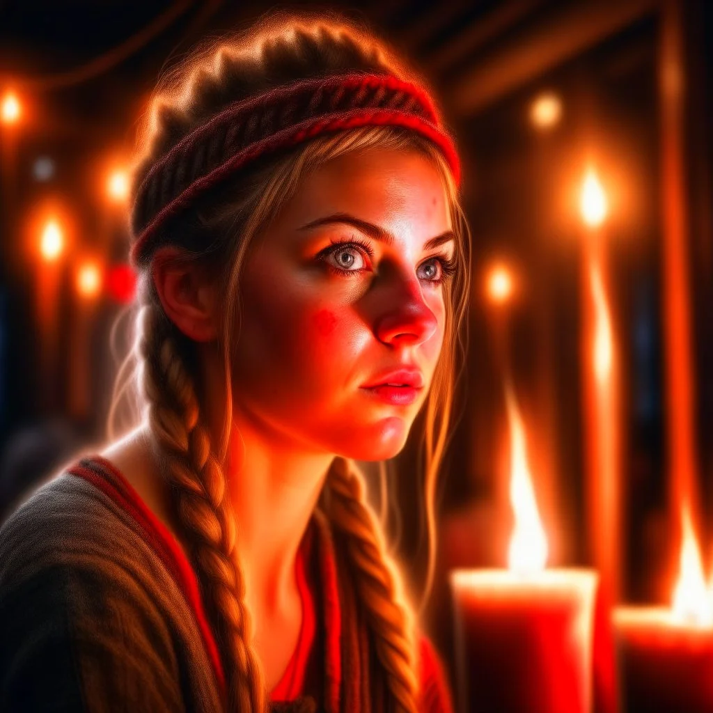 viking horror woman birthday, motion blur, 8k, downlight, soft light, depth of field, photorealism, trending on art station, lotsa detail