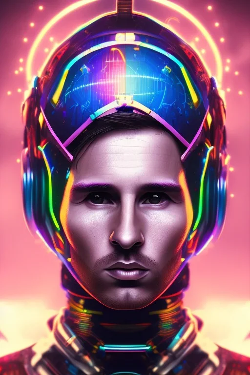 lionel messi style cyberpunk, purple tones, high lighting