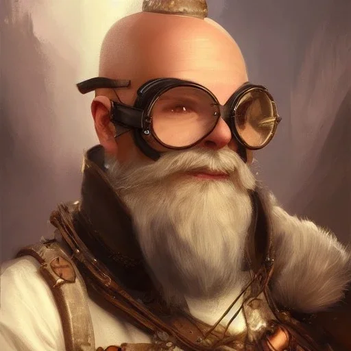 a _ fantasy _ style _ portrait _ painting _ of beautiful white male dwarf black hair short head smirk round face steampunk goggles rpg dnd oil _ painting _ unreal _ 5 _ daz. _ rpg _ portrait _ extremely _ detailed _ artgerm _ greg _ rutkowski _ greg