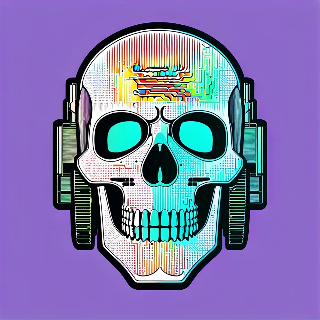 FLAT VECTOR LAYERED IMAGE OF CYBERNETIC SKULL PARTS IN A SCHEMATIC, BLACK AND WHITE, AUTOCAD, FINE LINE BLUEPRINT,