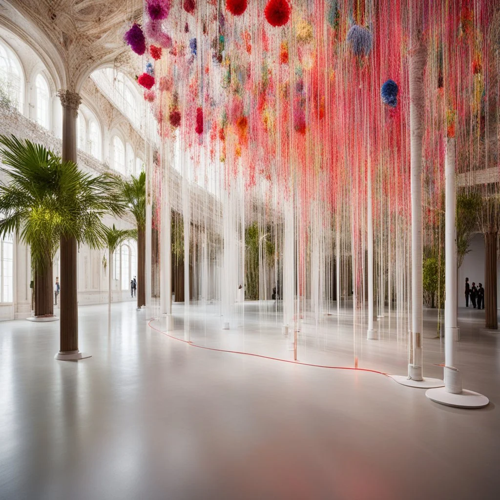 Julien Creuzet transforms the French Pavilion into a multisensory immersion animated with vibrant spools of thread, suspended contortions, dynamic screens, and floral aromas. At the 60th Venice Art Biennale, the installation is a manifestation of the artist’s reflections of his Caribbean roots and upbringing in France, as well as a reference to oceanic voyages and cultural syncretism — a complex narrative fittingly responsive to this year’s theme, Foreigner’s Everywhere. With curation by Céline