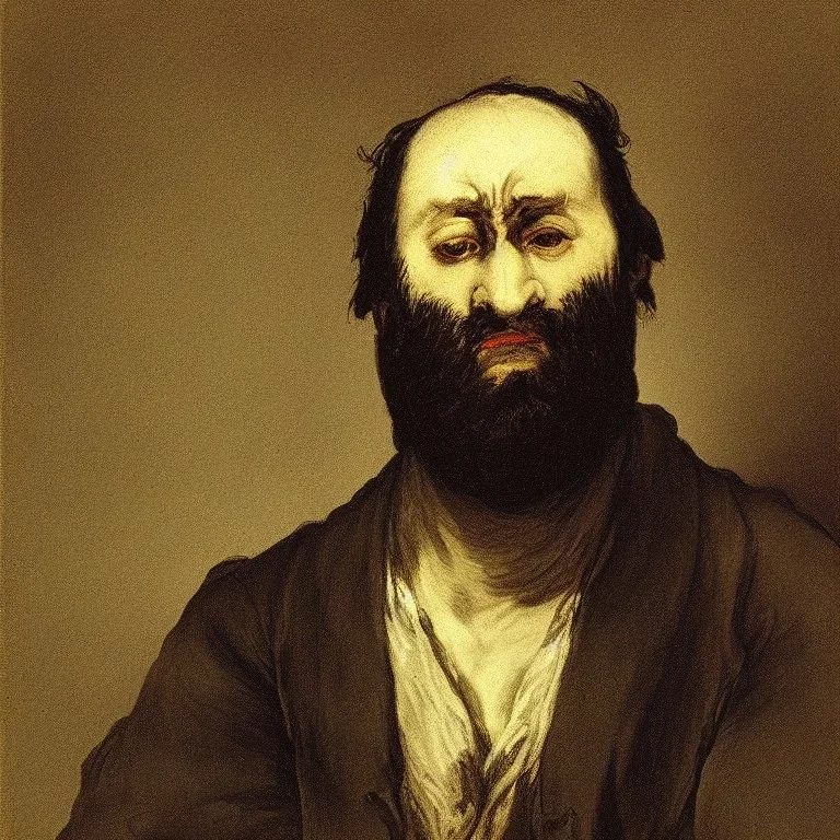 portrait of a depressed bearded man by goya