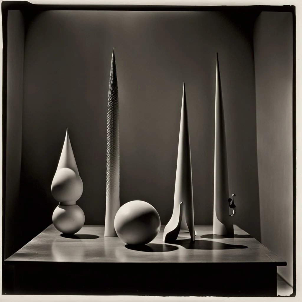 Realistic photography of Yves Tanguy objects in an Yves Tanguy metaphysical space, Kodak TMAX P3200