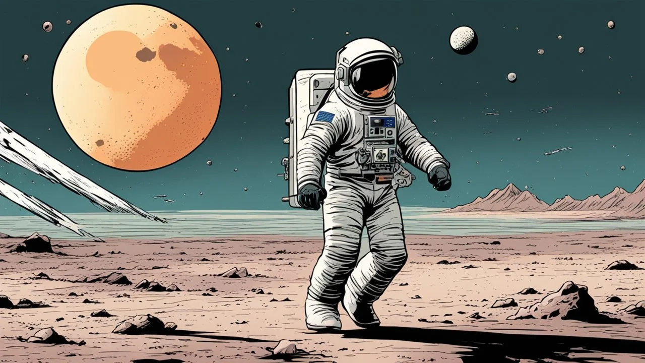 comic style, Moon landing
