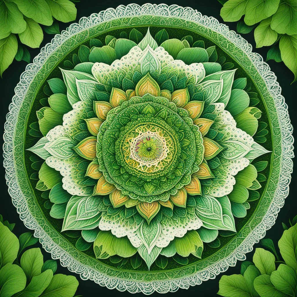 As your eyes trace the outer edges of the mandala, envision the emergence of lush green leaves, symbolizing the growth and vitality of Spring. These leaves, like a lush canopy, embrace the mandala, forming a harmonious connection between nature and art. To enhance the vibrancy of the mandala, imagine tiny butterflies gracefully fluttering around, their wings painted with an array of captivating colors. These delicate creatures symbolize the freedom and joy that Spring brings, adding a touch of w