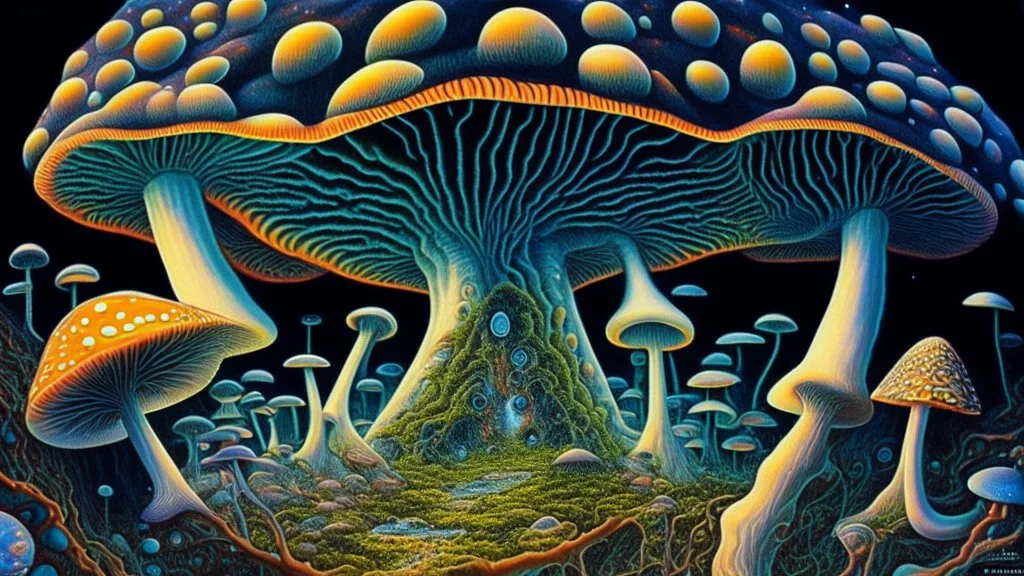 the growth of fungi, bizarre, surreal by terence mckenna