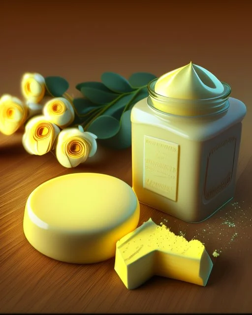 butter. Realistic photo. HD. Glowing. 3d style