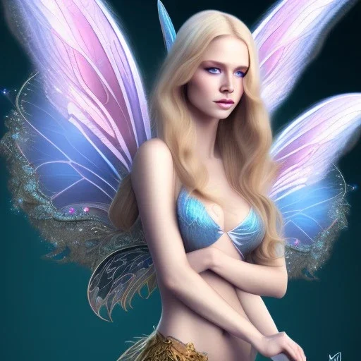 magnifique belle sexy fairy souriante avec de magnifiques ailes et des cheveux longs blonds,yeux bleus