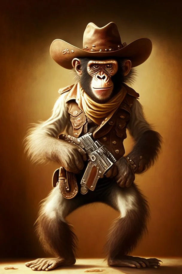 A monkey cowboy with 2 pistols