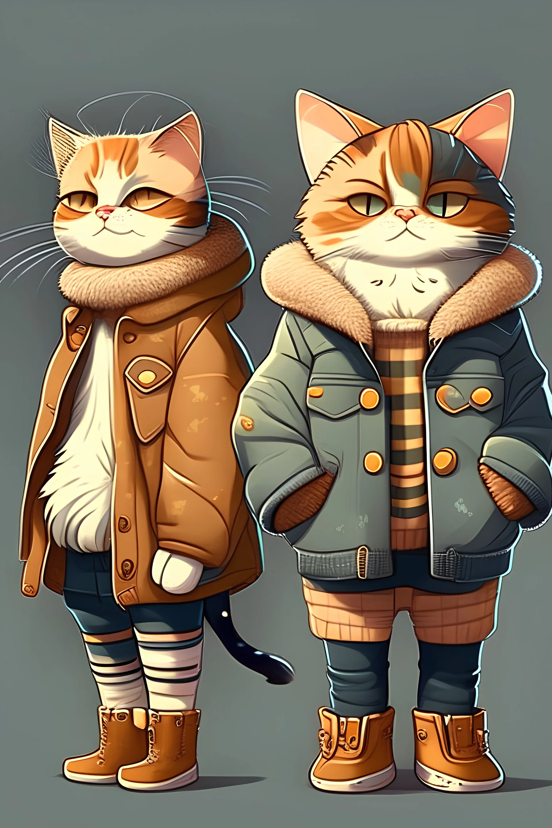 clothes with cat fur with cartoon style