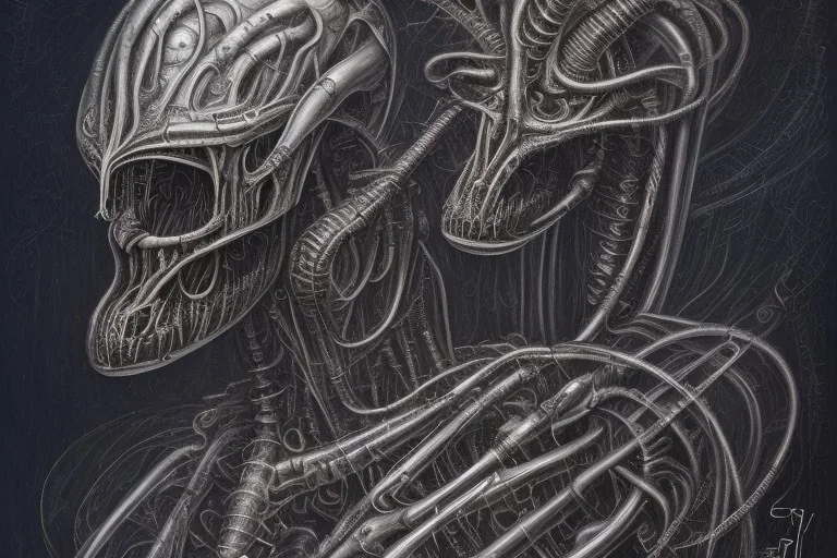 Punk band consert painted by HR Giger