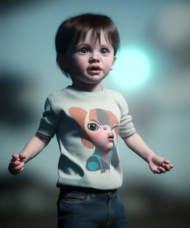 picasso toddler, full body, jump, dramatic lighting, hyper realistic