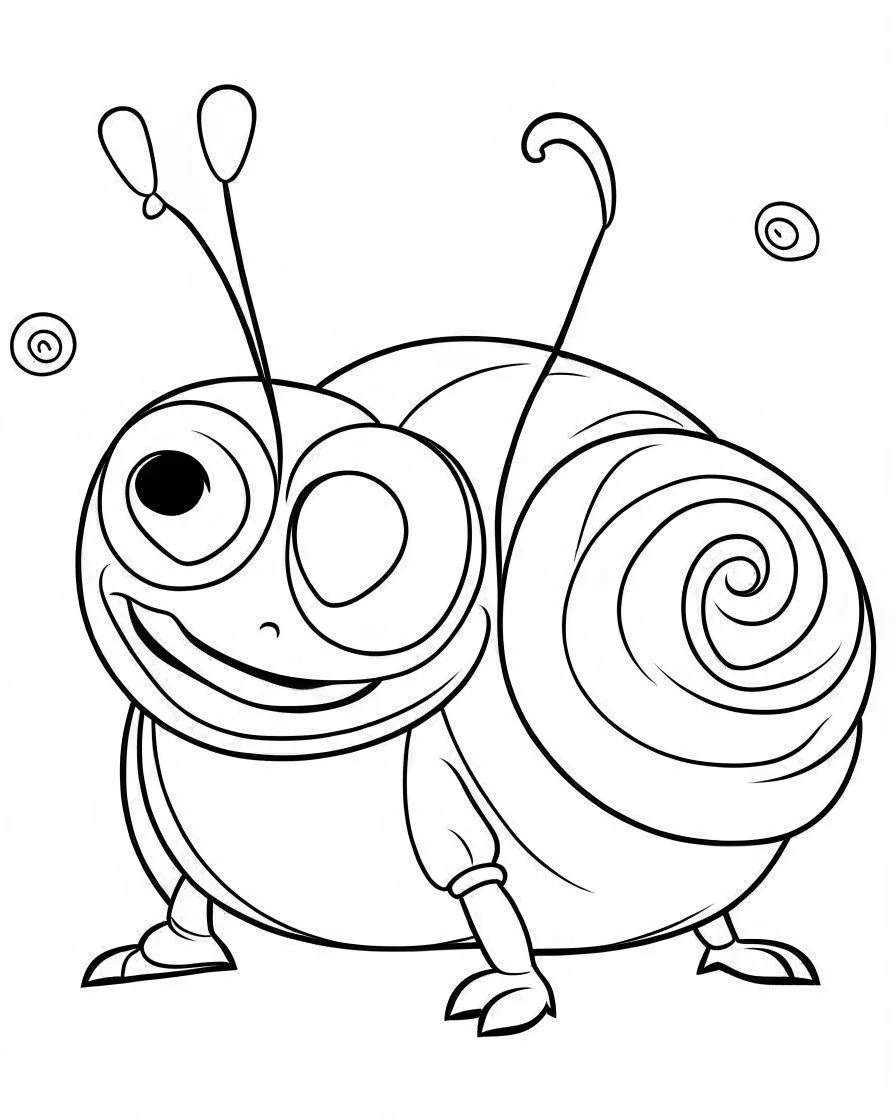 Generate a colouring pages of Garry The Snail along with some pencil sketch marks with a white background