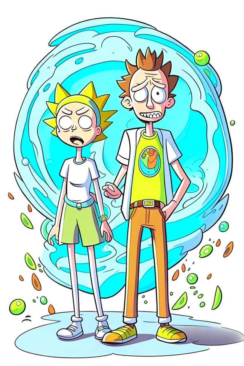 rick and morty tarzında bir çift bir kız bir erkek