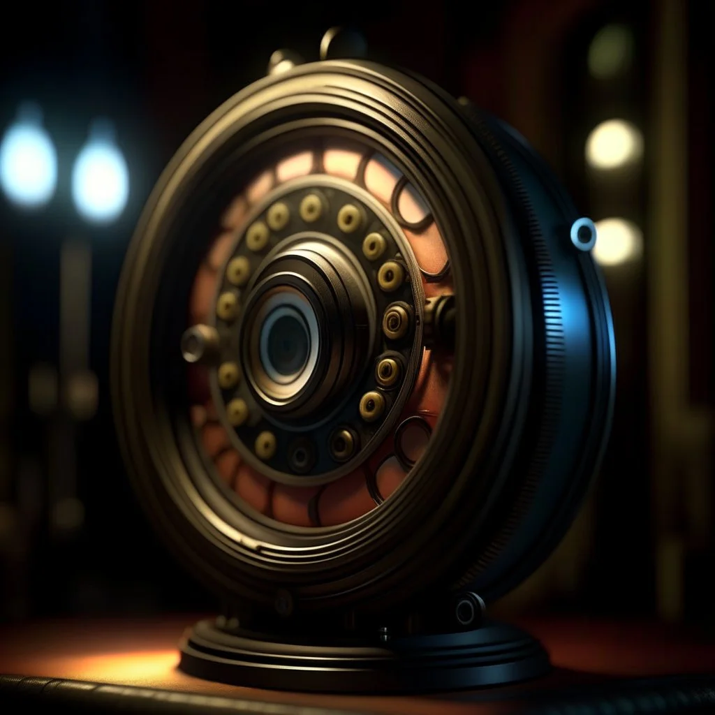 highly detailed matte painting stylized three quarters portrait of an Peep hole cinema machine! background blur bokeh! ! --s 750