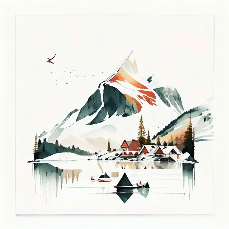 norway, artistic style, white background, simple illustration