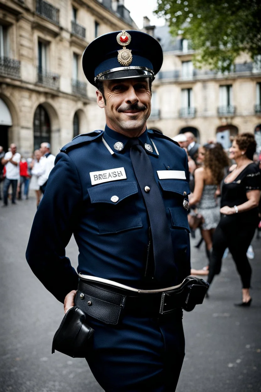 french policeman dressed as a bresilian revue dancer