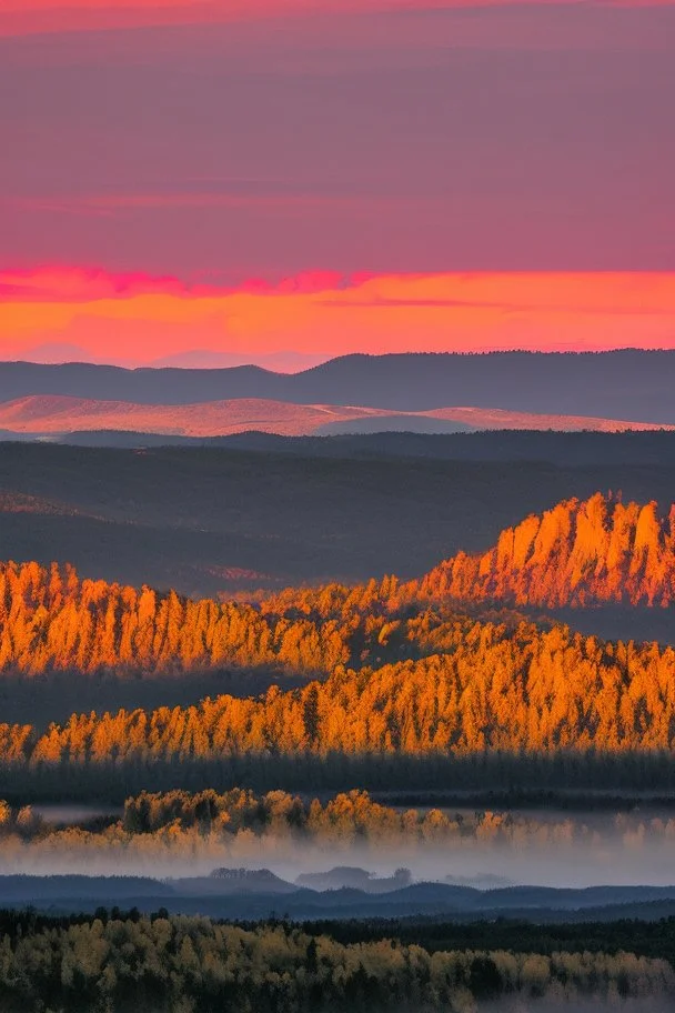 big rock mountains with and orange dawn sky