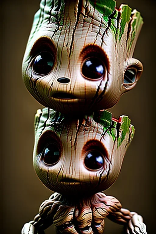 William Vaughan photorealistic photography, chibi astronaut on baby groot