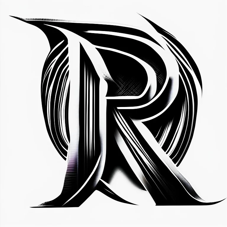 logo with the letter R end N, black and white