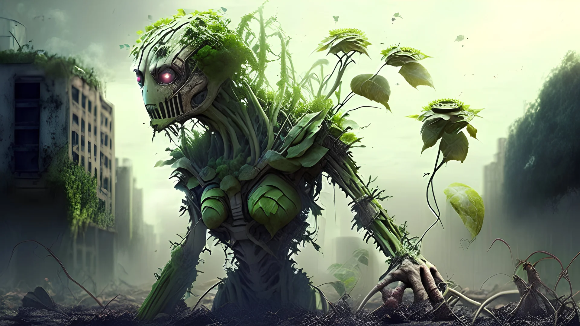 Humanoid plants take over the world, war with humans