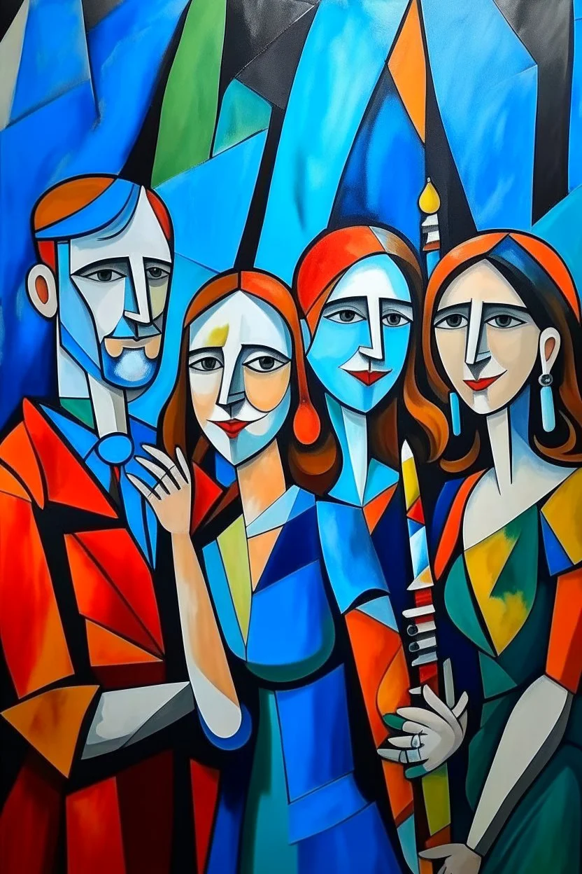 picasso style cubism 5 people