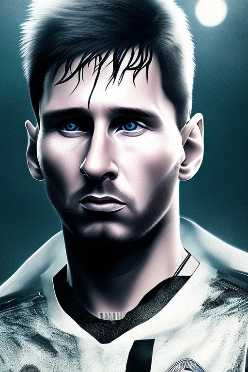 lionel Messi face style cyberpunk