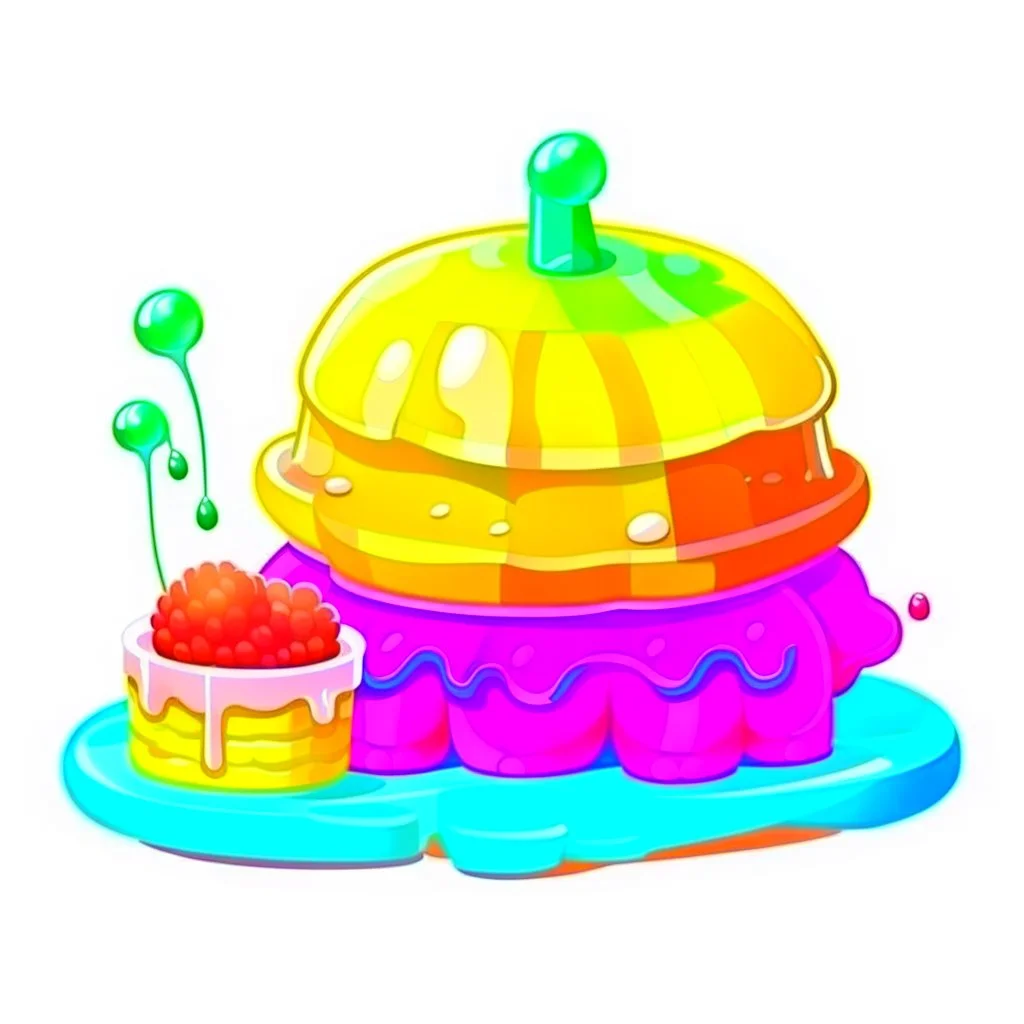 Cartoon illustration for children: sweet prehistoric jelly, white background