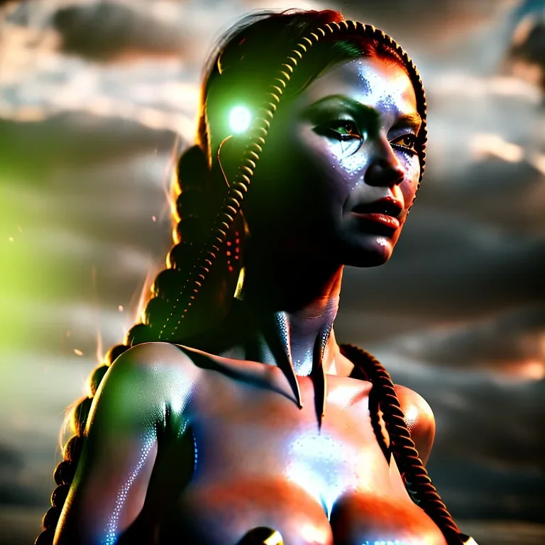 Viking, 8K, HD, portrait of woman in chains, naked