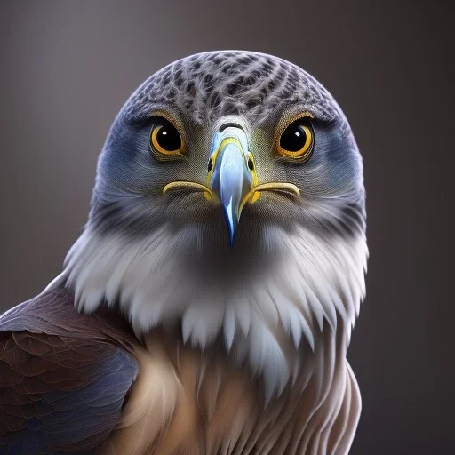 portrait of a bird of prey, feathers, extremely sharp detail, finely tuned detail, ultra high definition, 8k resolution, dynamic lighting, unreal engine 5, ultra sharp focus, winter landscape, trees