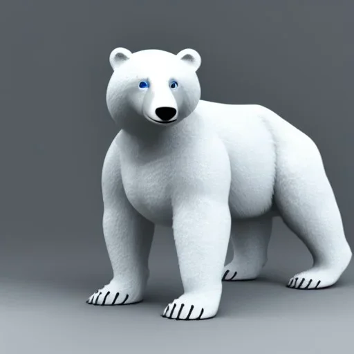 Un ours blanc, réaliste, en chevalier, anthropomorphique, sombre, très détaillé, représentation 3d, un maximum de détail