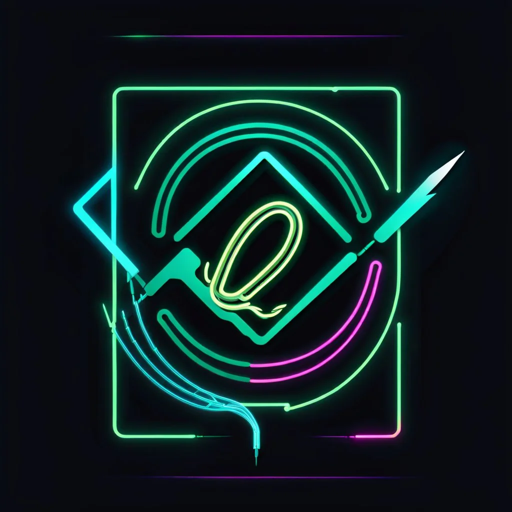 Cyberpunk Quill: This logo features a stylized, futuristic quill pen with neon accents. The quill's nib is replaced with a glowing fiber-optic cable, and circuitry lines run through the shaft, giving it a cyberpunk edge. The app name, "TokenQuill," is written in bold, neon letters below the quill.