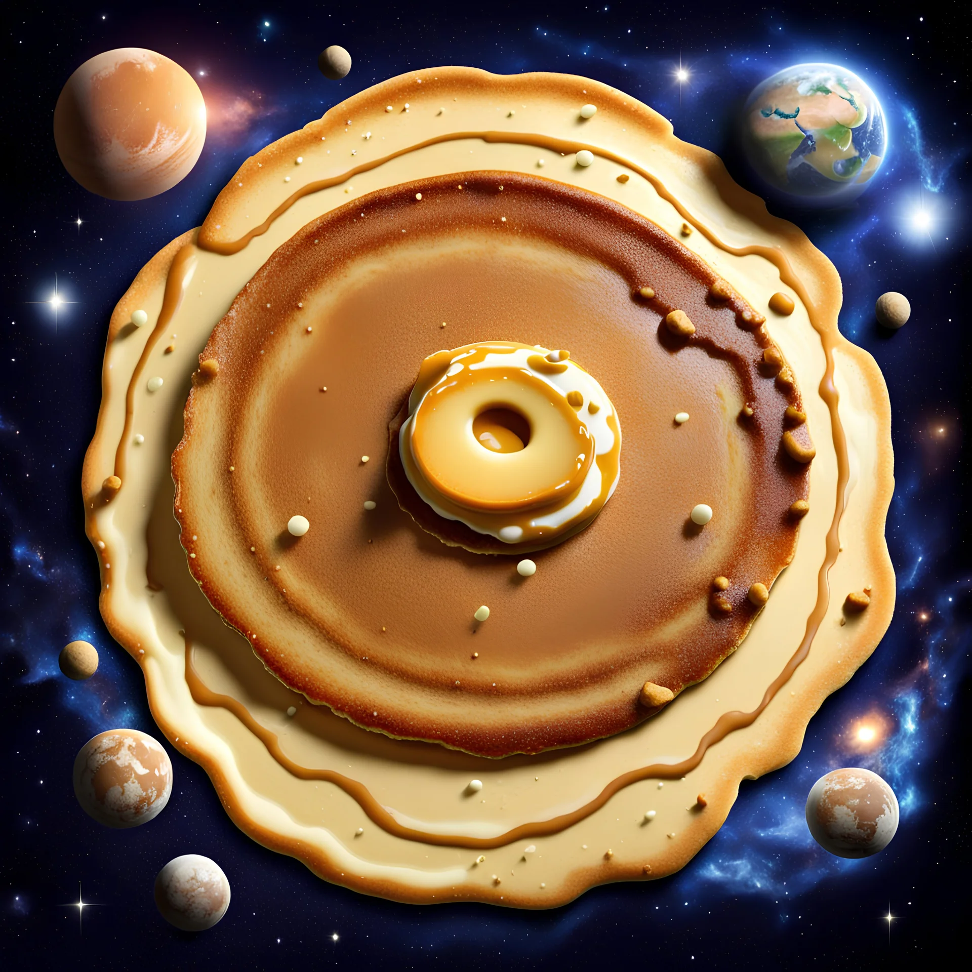 A pancake in outer space with continents